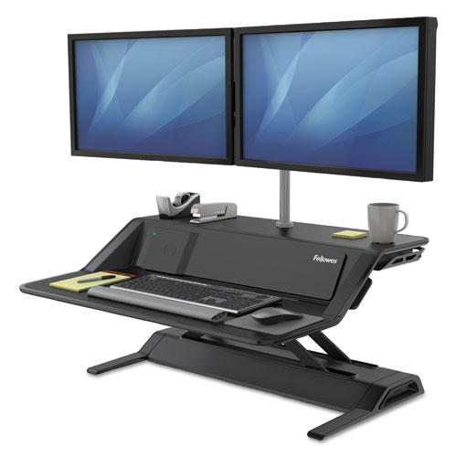 Grey, Dual Screen, Sit-Stand Converter from Fellowes