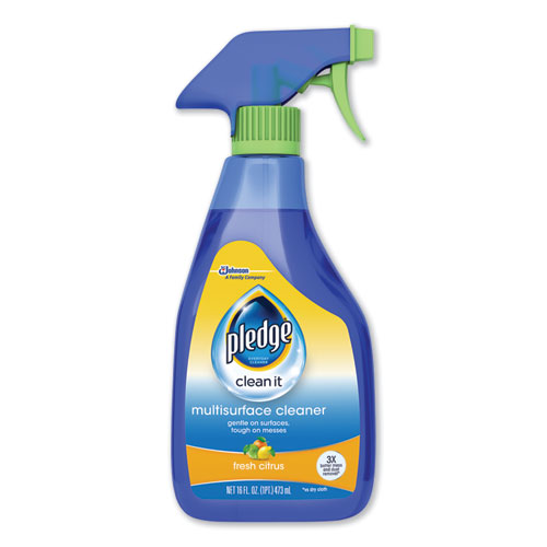 Blue Spray Bottle of Pledge Cleaning Solution